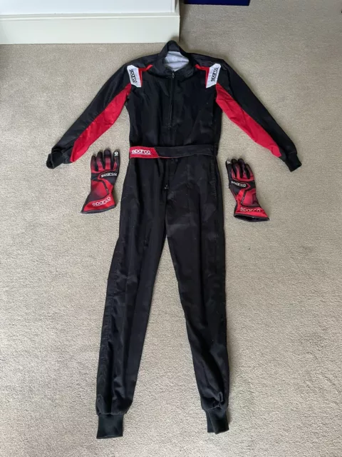 Sparco Rookie Kart Suit , Sparco Rush Kart Gloves Package Deal