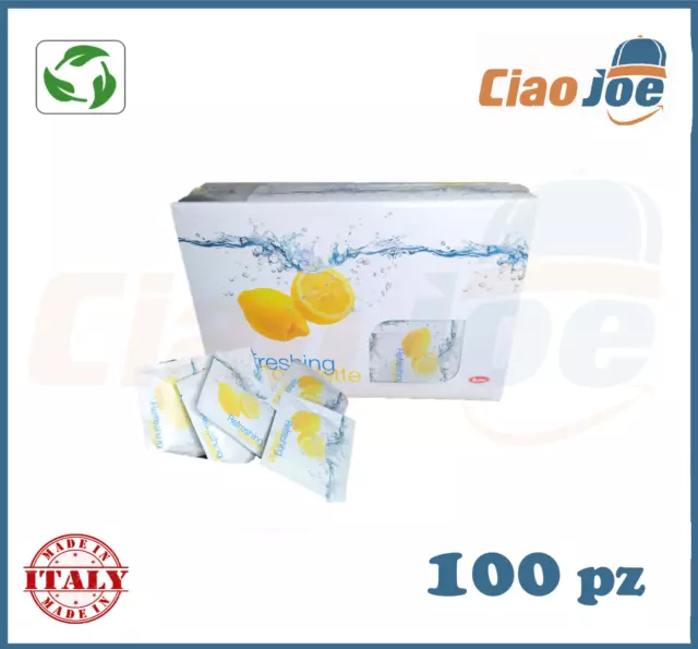 100 Salviettine Rinfrescanti Limone Linea Cortesia Igienizzate Imbustate Singole