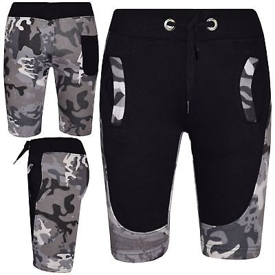 Kids Girls Boys Fleece Camouflage Charcoal Panel Chino Shorts Half Pants 5-13 Yr