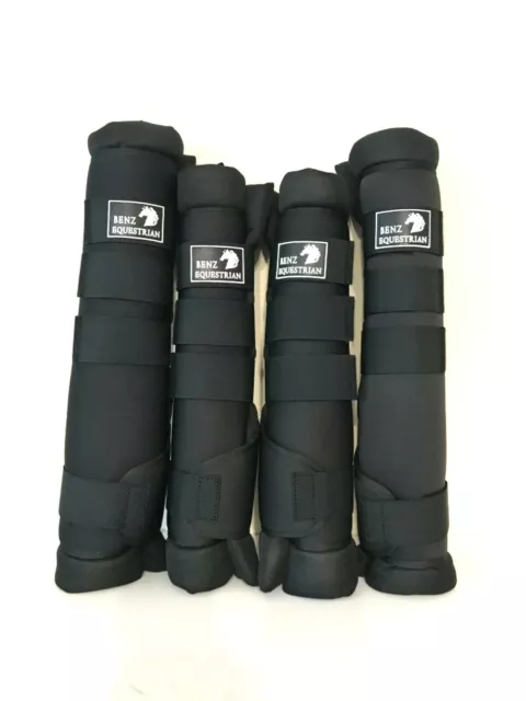 Horse Travel Boots Wraps Stable Boots Neoprene Detachable Padding Black Set Of 4