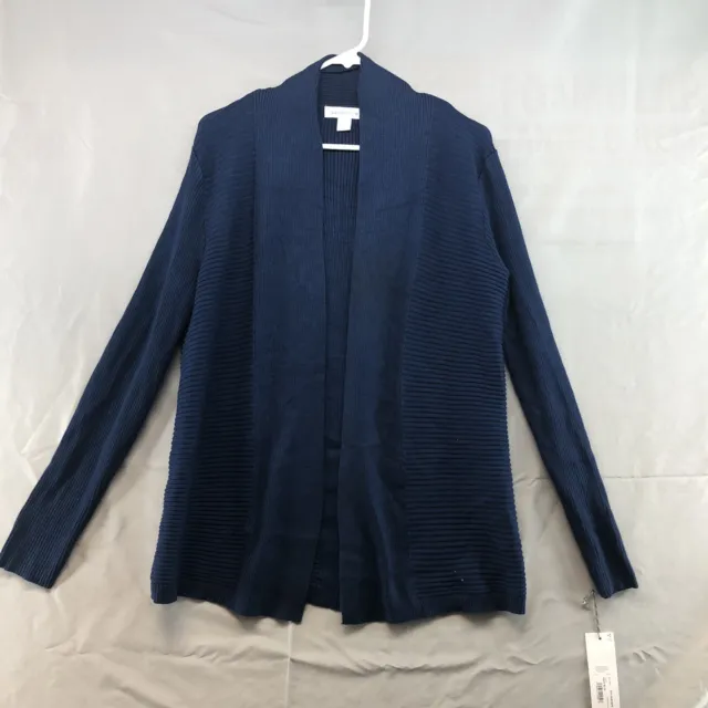 NEW WITH DEFECTS Liz Claiborne Long Sleeve Navy Blue Cardigan Size M ...
