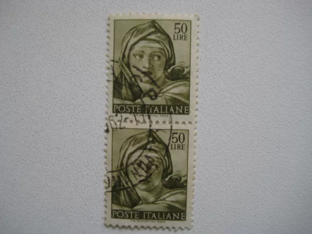 Italien 1961  gestempelt  2 x 50 L  Zusammendruck   Michelangelo