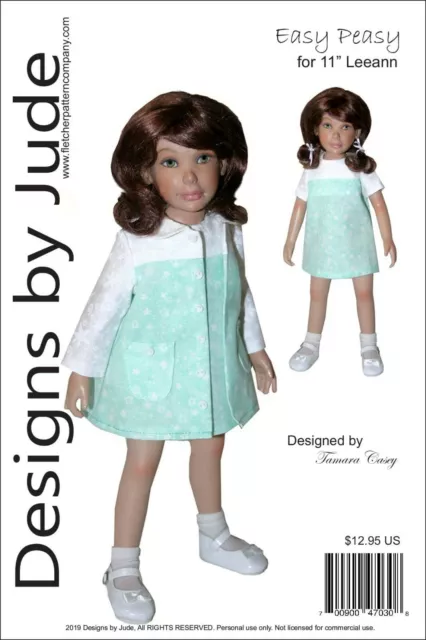 Easy Peasy Doll Clothes Sewing Pattern 11" Leeann Dolls