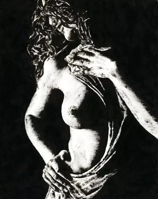 Turmoil - Impression giclée des beaux-arts signée. Peinture figurative femme nue topless