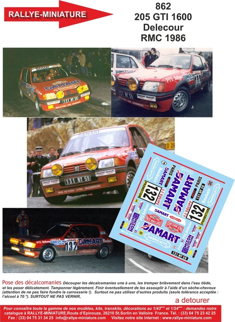 Décalcomanies 1/43 Peugeot 205 GTI F2/14 - Rallye Du Pays D'Auge 2008, Pilote Brière Stéphane, Maxi Miniature