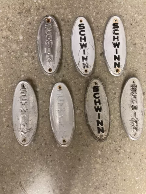 Vintage Schwinn Headbadge Lot (7) Vintage Schwinn Headbadge Lot (7)