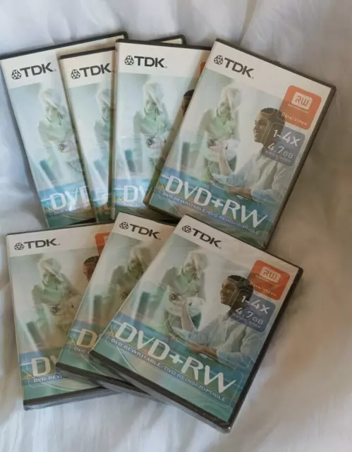 7 x Bundle TDK DVD+RW rewritable DVD Data or Video 4 x New Sealed 3 opened