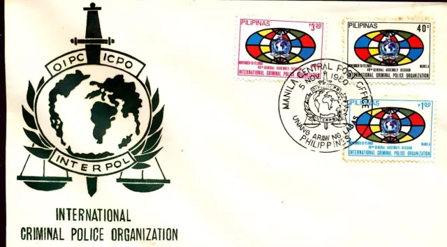 Interpol Criminal Police Justice Scale 1980 Philippines Fdc