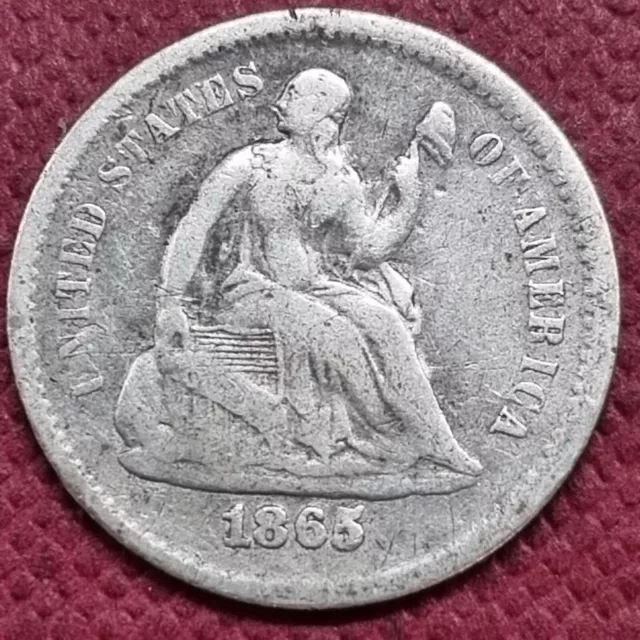 1865 S Seated Liberty Half Dime 5c Better Grade #63940