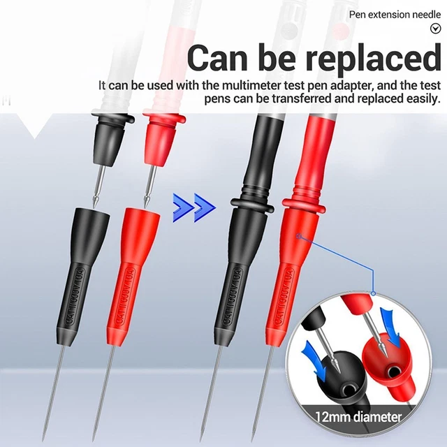 Sondes de Test Voiture Remplacement Accessoires Noir+Rouge Extension Multimètre