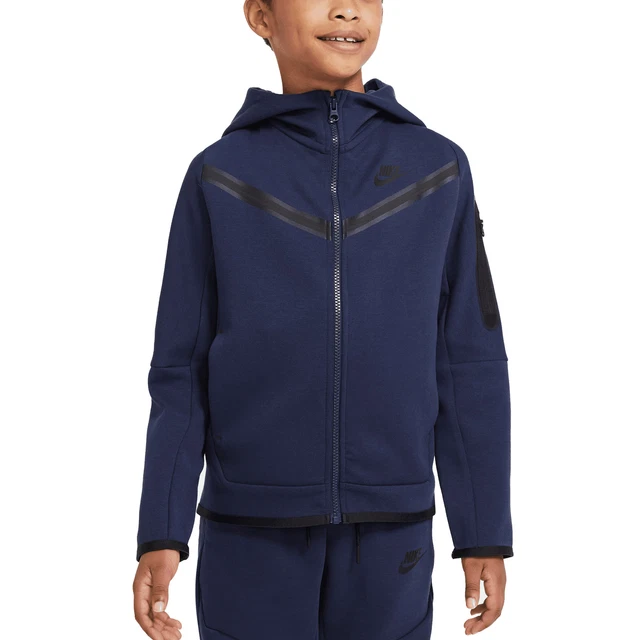 Nike Felpa da Ragazzo con Cappuccio e Full Zip Tech Fleece Blu Taglia M (137-...