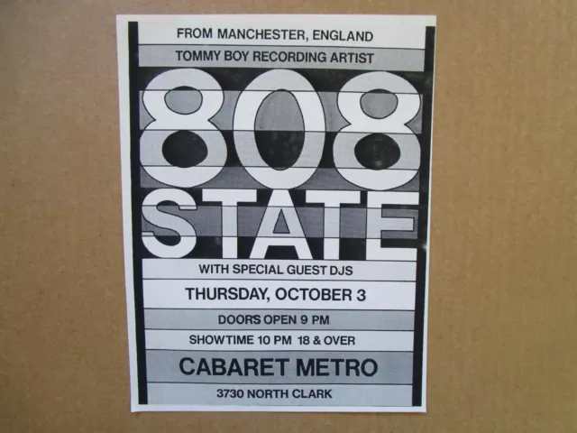 808 STATE @ CABARET METRO 10/91 Chicago Gig Flyers Handbills