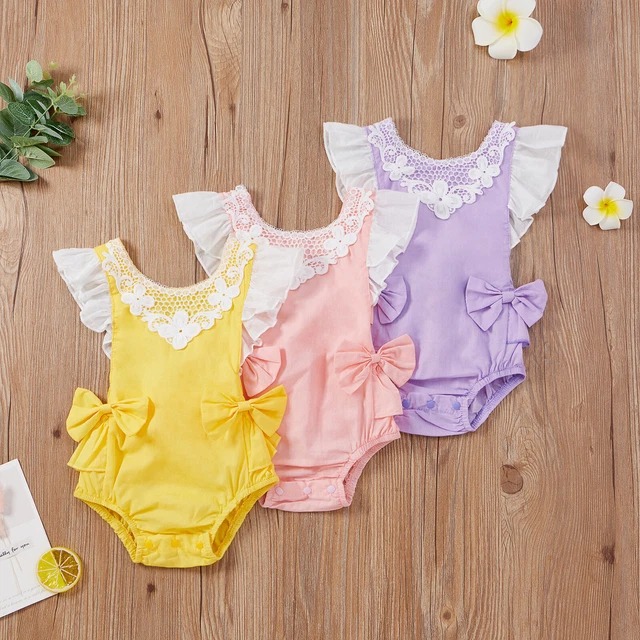 Abiti neonate bambine vestiti romper pizzo body tuta tuta 3