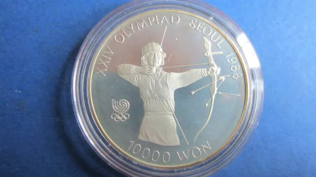 South Korea Silver 10000 Won 1987 Olympiad Seoul Cycling IN Pp Encapsulated
