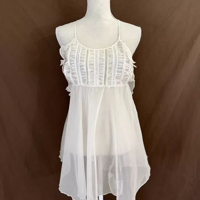 Victorias Secret Designer Collection Silk Lace Satin Babydoll Slip LARGE $128