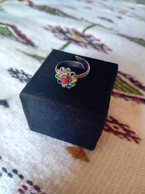 Bague Berbère Kabyle En Argent Et Corail - Taille 55, Occasion