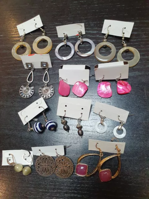 Bulk clearance 12 Womens silver fashion drop earrings light bundle dangling 80s