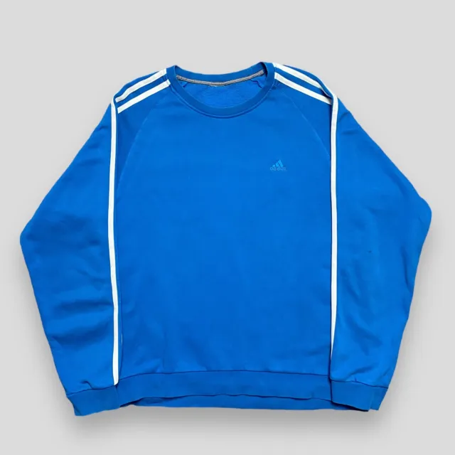 Felpa ricamata Adidas blu bianca, taglia large