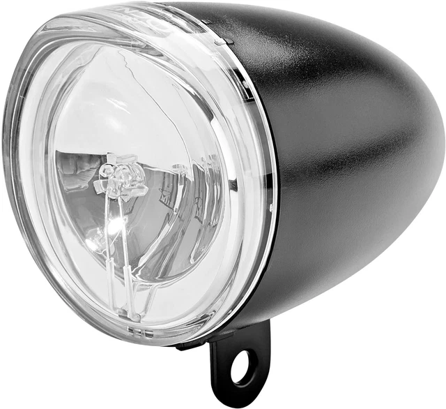 Éclairage Vélo Avant Dynamo P2R – Halogène 10 Lux, Fixation Fourche 80mm, Noir