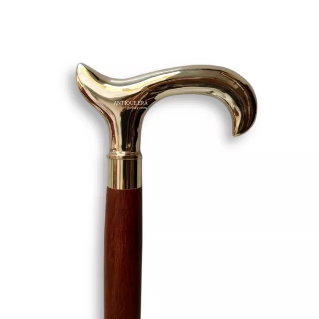 Brass Handle Vintage Style Wooden Shaft Walking Cane Stick Victorian Style Gift