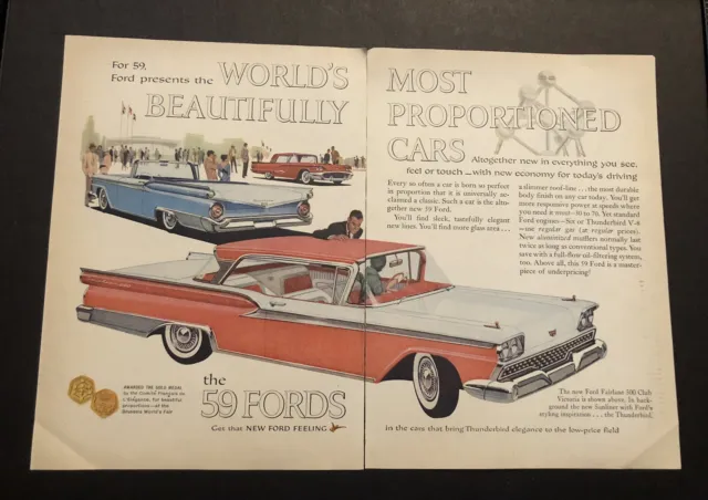 1950’s Ford Car Automobile Thunderbird Magazine Print Ad