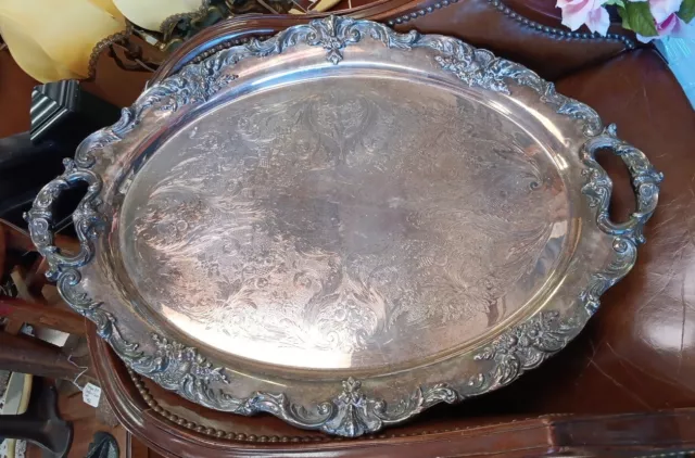 Vintage 1950s Reed and Barton Silverplated Serving Platter 30" X 21"