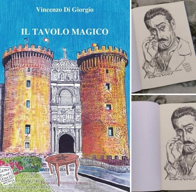 Libro IL TAVOLO MAGICO con dedica (disegno) di Totò firmato da Pietro Chiariello