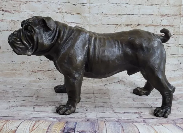 Original French English Bulldog Bronze Art Deco Sculpture Figurine Garden Decor