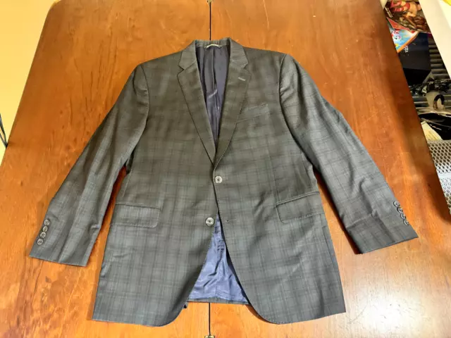 NEW 2023 JACK VICTOR ELITE Gray Plaid Sport Coat Suit Blazer 40R Wool