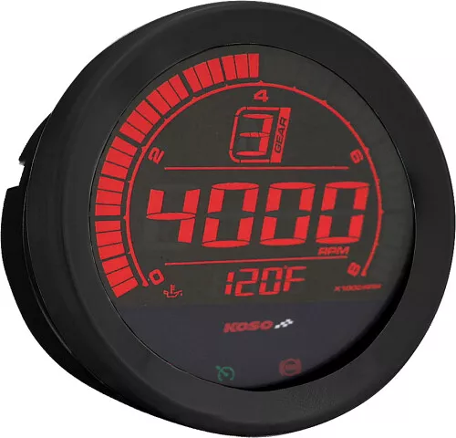 Koso North America BA050907 Digital Gauge Cluster with Oil Temp gauge - Black 2