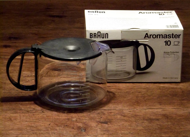 Neu! BRAUN Aromaster Glaskanne 10 Tassen Ersatzkanne KFK 10 L Deckel schwarz