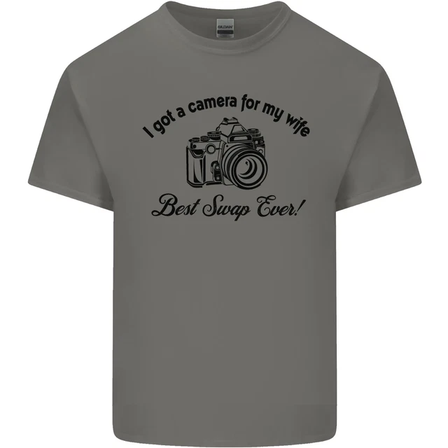 T-shirt top fotocamera per mia moglie fotografo fotografia uomo cotone 5