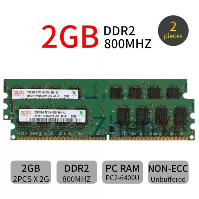 Hynix 4GB 2x 2GB PC2-6400U DDR2 800MHz DIMM RAM intel Desktop Arbeitsspeicher DE