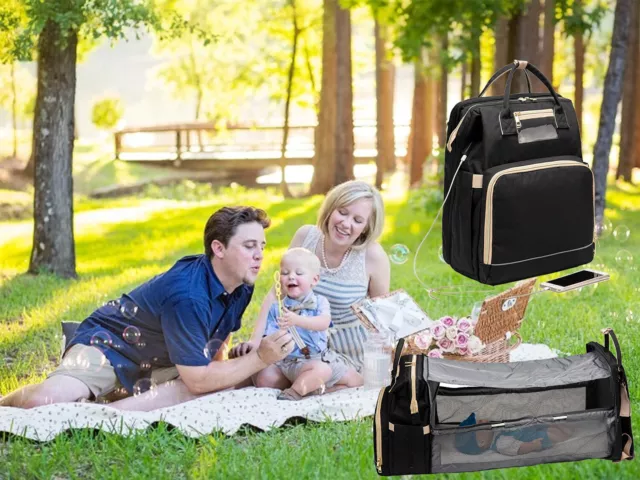 Travel Bassinet, With Portable Baby Bed, Diaper Bag, Backpack with USB 7