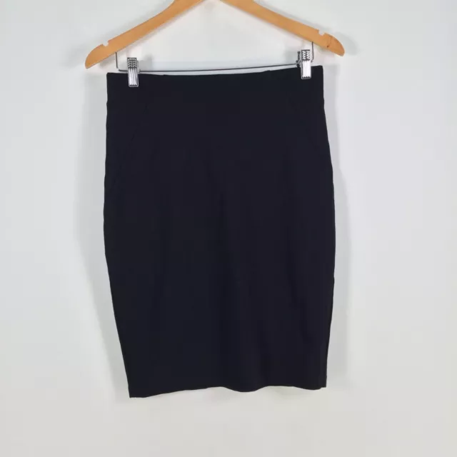 Decjuba womens skirt size M pencil ponte black stretch knee length viscose059149
