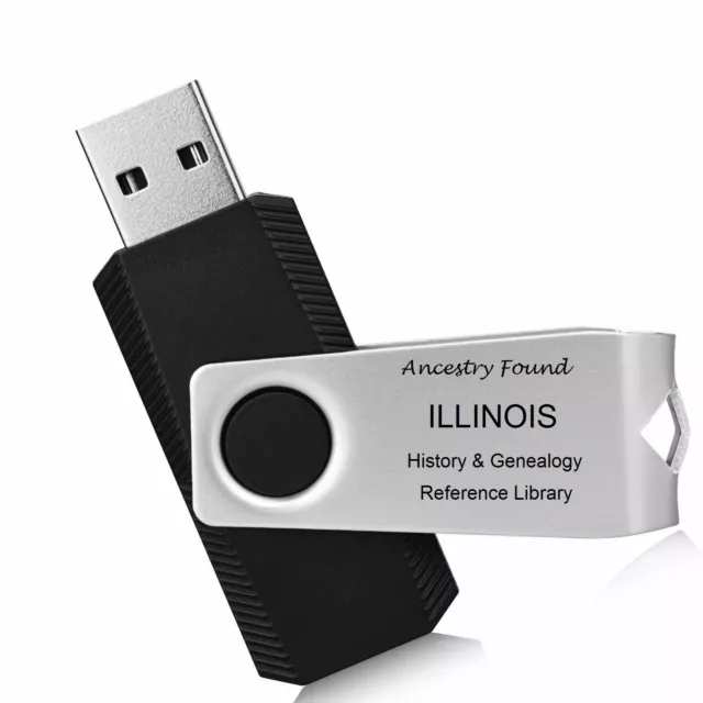 ILLINOIS - History & Genealogy -206 old Books on FLASH DRIVE  County Family IL