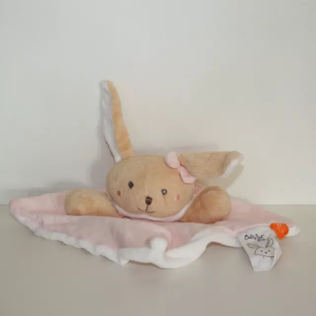 Doudou Lapin Babynat Baby Nat' - Collection Bio - Rose blanc