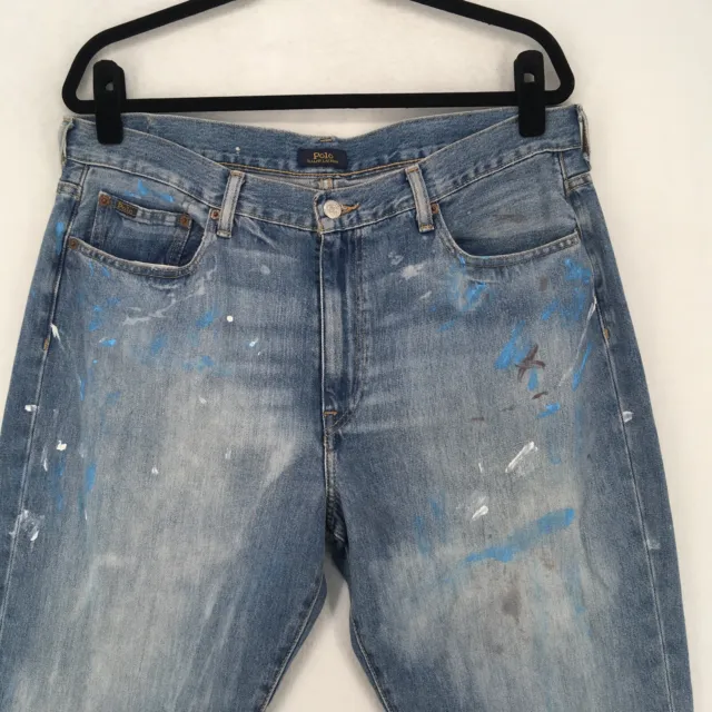 POLO RALPH LAUREN Women's Jeans Size 32 Denim Paint Splatter Avery Boyfriend