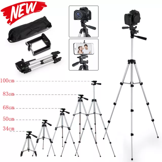 Universal Camera Tripod Stand Holder Mount for iPhone Samsung Cell Phone w/ Bag