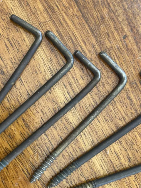 Vintage Lot Of 6 Screw In Wall Hook Primitive Coat Closet Scarf   Hardware 3