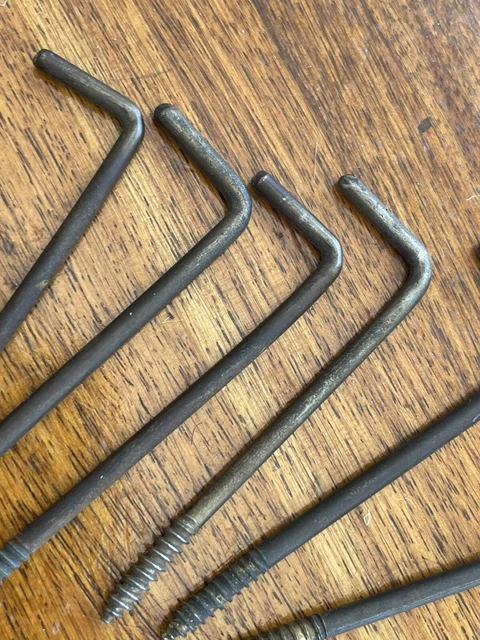 Vintage Lot Of 6 Screw In Wall Hook Primitive Coat Closet Scarf   Hardware 3