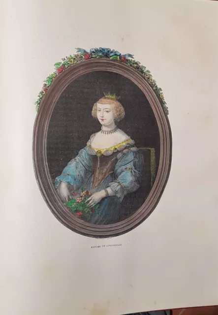 Bella incisione acquarellata Ritratto Principessa Anna di Borbone 1860