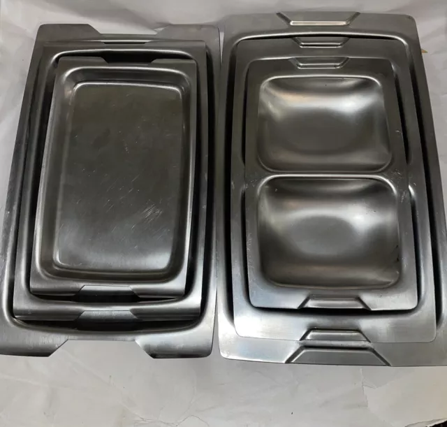 Viners Stainless Steel 18/8 Serving Dish/Tray with 2 & 1 Compartments 2 Set Of 3