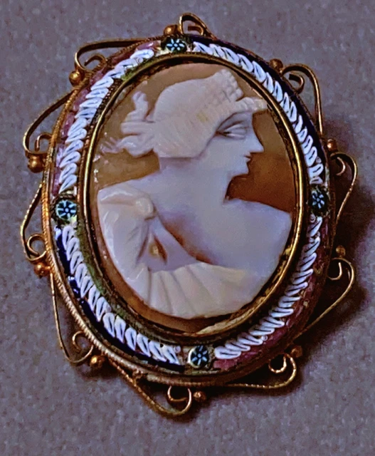 Broche pendentif en coquille dœuf de fleur séchée VTG - France
