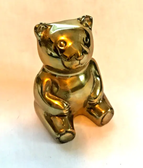 Solid Brass Teddy Bear Figurine