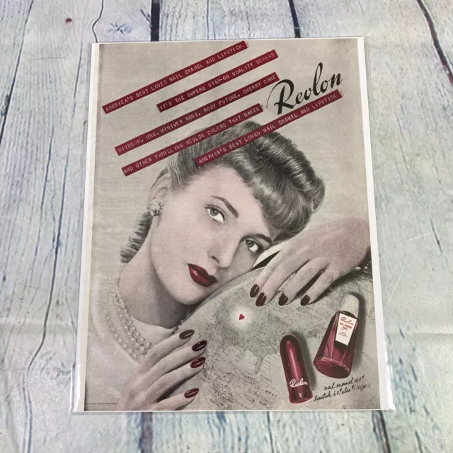 Vtg 1943 Print Ad Revlon Lipstick Nail Polish Magazine Advertisement Ephemera