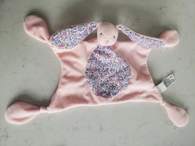 Jojo Maman Bebe Bunny Rabbit Baby Comforter  Pink Floral Soft Hug Toy