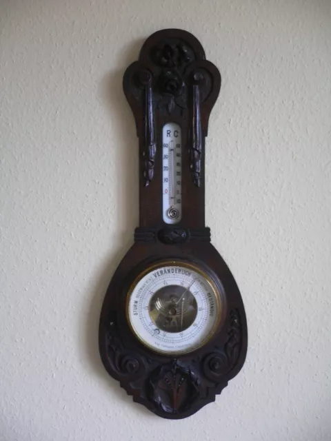 Großes Barometer Thermometer Wetterstation Osnabrück, Jugendstil um 1910