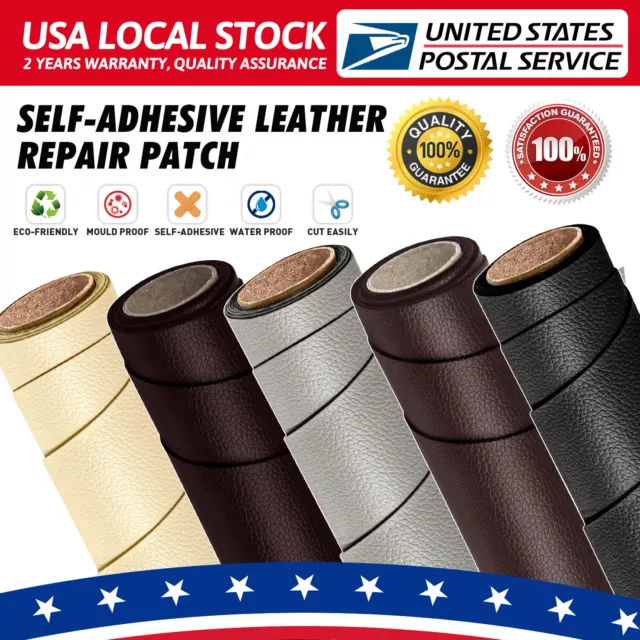 SELF-ADHESIVE FAUX LEATHER Repair Kit Tape Sofa Couch Jacket Car seat ...