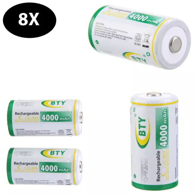 8x Baby C HR14 Wiederaufladbare Wiederaufladbar Rechargeable Akku Batterie NI-MH